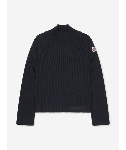 Moncler Enfant Girls Turtleneck Top in Black pas cher chine