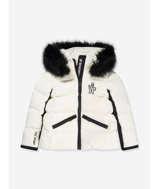 Moncler Enfant Moncler Grenoble Girls Down Padded Suisses Jacket in White solde