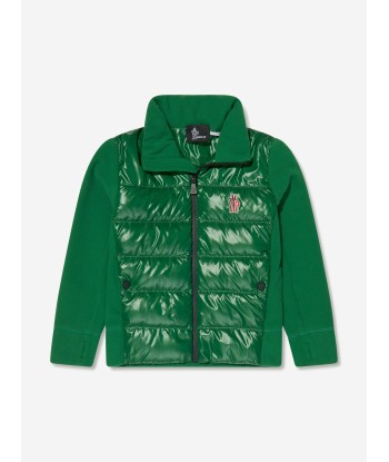 Moncler Grenoble Kids Down Padded Zip Up Cardigan in Green Découvrez la collection