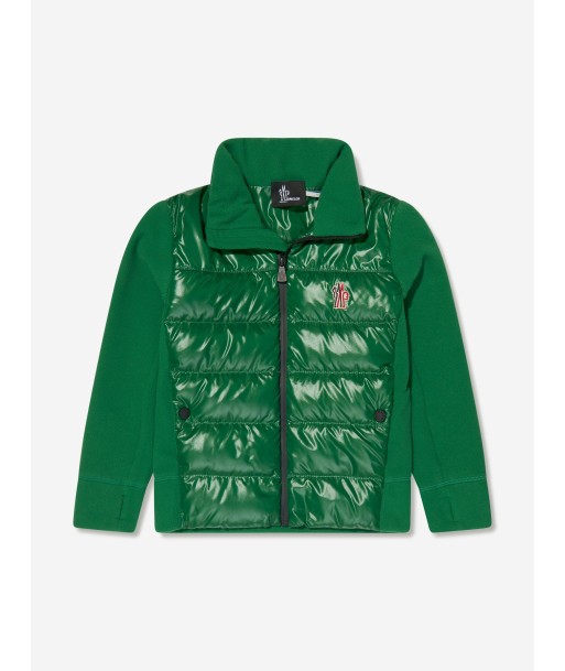 Moncler Grenoble Kids Down Padded Zip Up Cardigan in Green Découvrez la collection