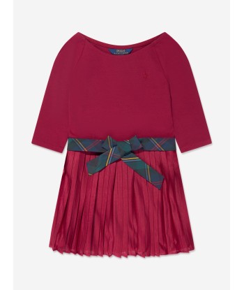 Ralph Lauren Girls Pleated Day Dress in Red Comparez et commandez 