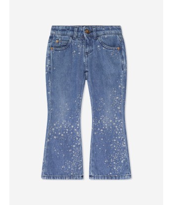 Versace Girls Flared Glitter Jeans in Blue en ligne