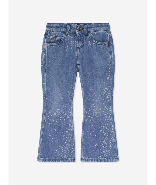 Versace Girls Flared Glitter Jeans in Blue en ligne