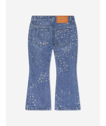 Versace Girls Flared Glitter Jeans in Blue en ligne