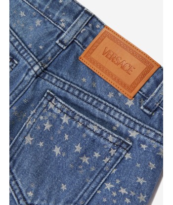 Versace Girls Flared Glitter Jeans in Blue en ligne