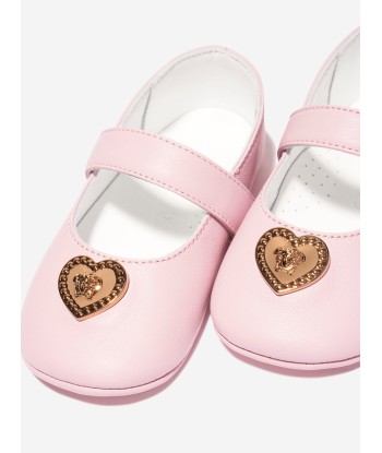 Versace Baby Girls Leather Pre Walker Shoes in Pink chez Cornerstreet bien 