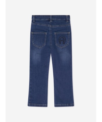 Aigner Girls Embroidered Flared Jeans in Blue shop