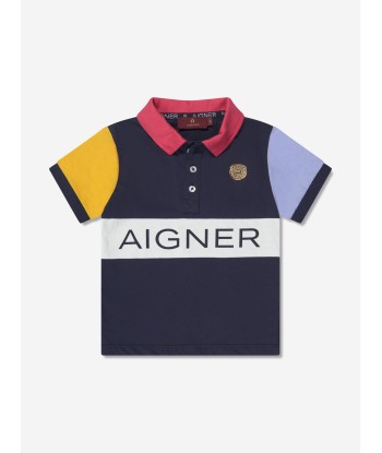 Aigner Boys Logo Polo Shirt in Navy livraison et retour toujours gratuits