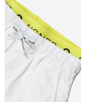 Aigner Boys Embroidered Bermuda Shorts in White les ligaments