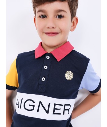 Aigner Boys Logo Polo Shirt in Navy livraison et retour toujours gratuits