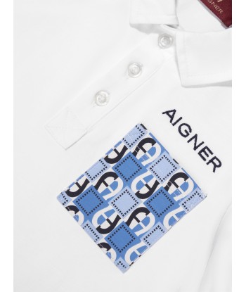 Aigner Boys Pocket Polo Shirt in White Paris Déstockage Promo