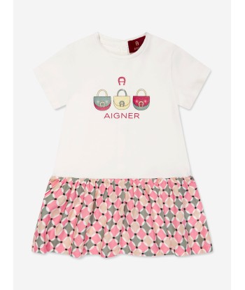 Aigner Baby Girls Logo Dress in Ivory store