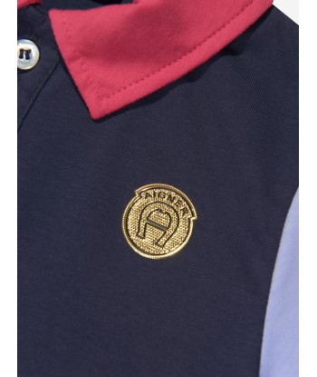 Aigner Boys Logo Polo Shirt in Navy livraison et retour toujours gratuits