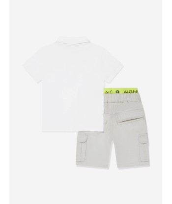 Aigner Boys Polo Shirt And Shorts Set in White pour bénéficier 