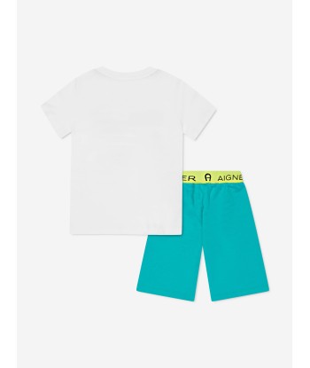 Aigner Boys T-Shirt And Shorts Set in White Vous souhaitez 