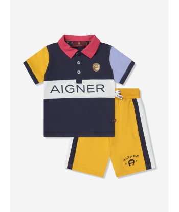 Aigner Baby Boys Polo Shirt And Shorts Set in Navy Fin de série