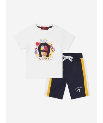 Aigner Baby Boys T-Shirt And Shorts Set in White des créatures d'habitude