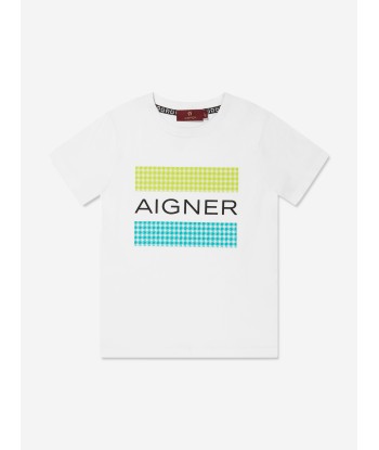 Aigner Boys T-Shirt And Shorts Set in White Vous souhaitez 