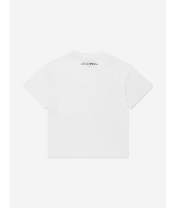 Emporio Armani Girls Logo T-Shirt in White Profitez des Offres !