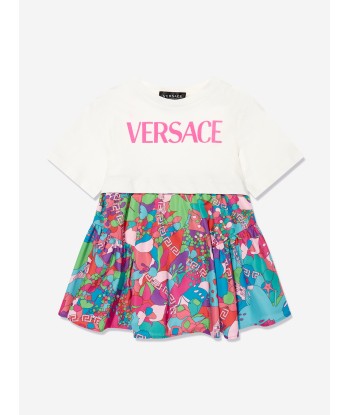 Versace Girls Floral Jersey Dress in White à prix réduit toute l'année