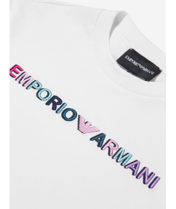 Emporio Armani Girls Logo T-Shirt in White Profitez des Offres !