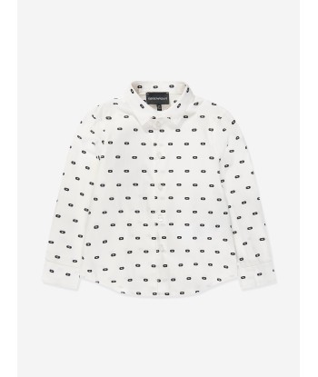 Emporio Armani Boys Logo Shirt in White de pas cher