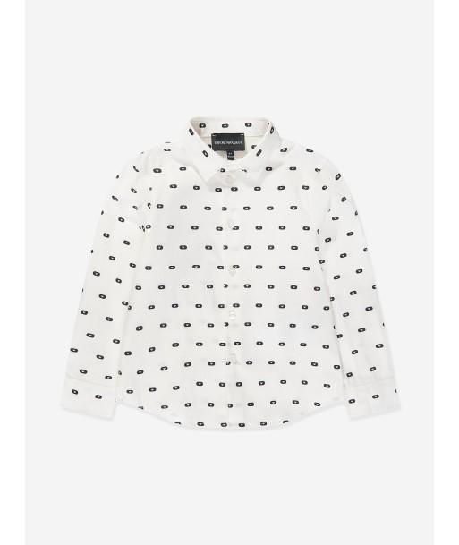 Emporio Armani Boys Logo Shirt in White de pas cher