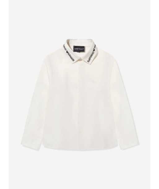 Emporio Armani Boys Embroidered Shirt in White en ligne des produits 