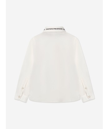 Emporio Armani Boys Embroidered Shirt in White en ligne des produits 