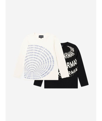 Emporio Armani Boys Long Sleeve T-Shirts Set in Ivory Vous souhaitez 