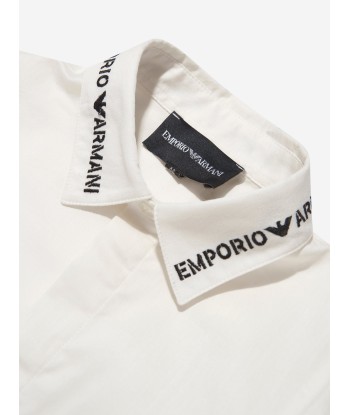 Emporio Armani Boys Embroidered Shirt in White en ligne des produits 