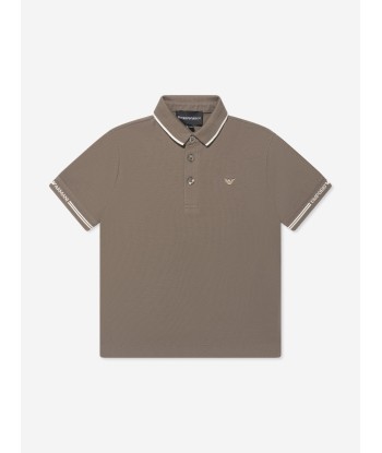 Emporio Armani Boys Logo Polo Shirt in Brown Découvrez la collection