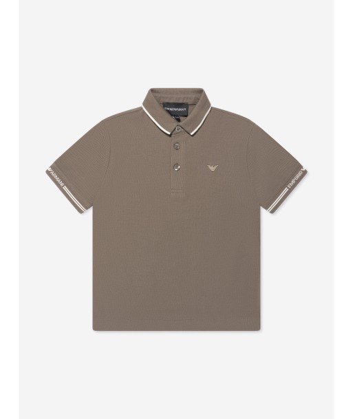 Emporio Armani Boys Logo Polo Shirt in Brown Découvrez la collection