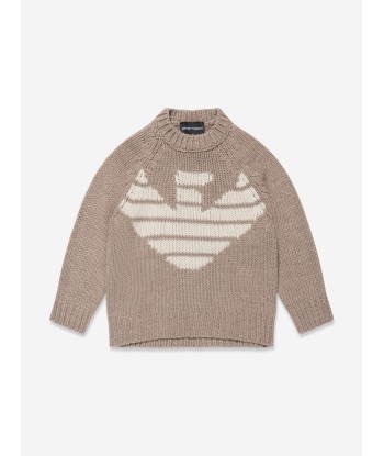 Emporio Armani Boys Wool Knitted Jumper in Brown basket pas cher