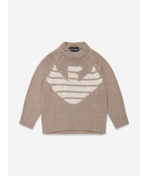 Emporio Armani Boys Wool Knitted Jumper in Brown basket pas cher