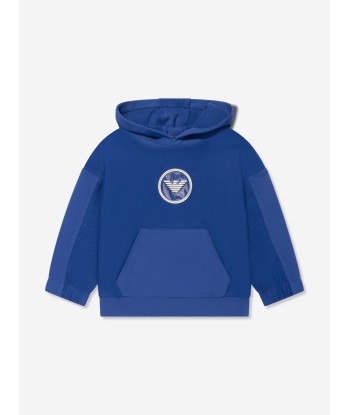 Emporio Armani Boys Logo Hoodie in Blue ouvre sa boutique