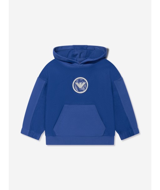 Emporio Armani Boys Logo Hoodie in Blue ouvre sa boutique