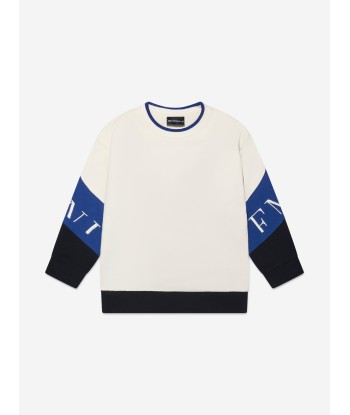 Emporio Armani Boys Logo Sweatshirt in Ivory de pas cher