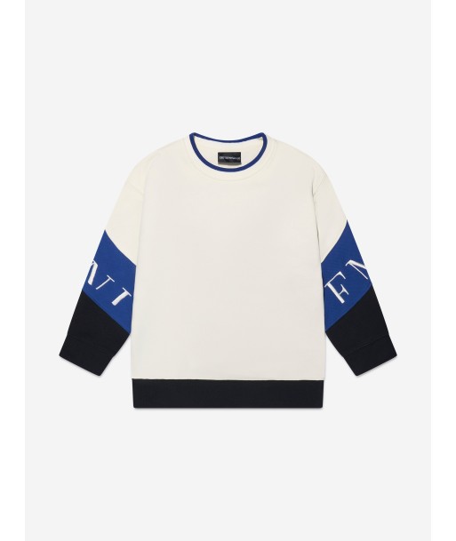 Emporio Armani Boys Logo Sweatshirt in Ivory de pas cher