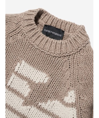 Emporio Armani Boys Wool Knitted Jumper in Brown basket pas cher