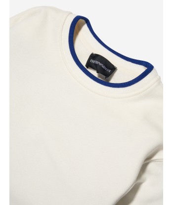 Emporio Armani Boys Logo Sweatshirt in Ivory de pas cher