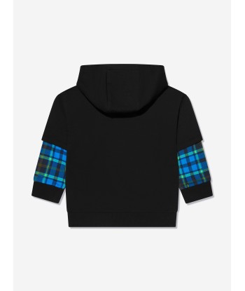 Versace Boys Tartan Sleeve Sweatshirt in Black des créatures d'habitude