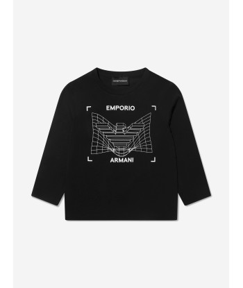 Emporio Armani Boys Long Sleeve T-Shirt in Black pas cher