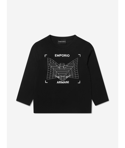 Emporio Armani Boys Long Sleeve T-Shirt in Black pas cher