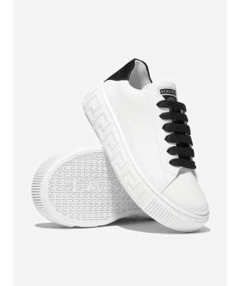 Versace Kids Leather Logo Trainers in White hantent personnes