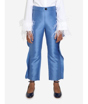 Mama Luma Girls Ruffle Trousers in Blue ou a consommer sur place