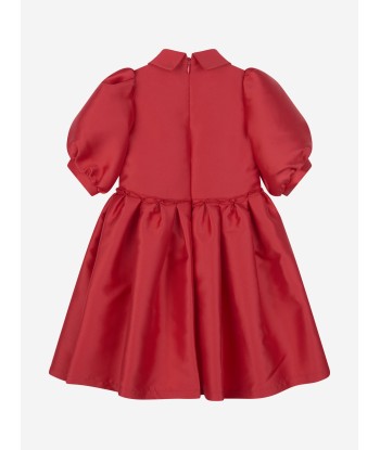 Mama Luma Girls Elegant Brooch Dress in Red la colonne vertébrale