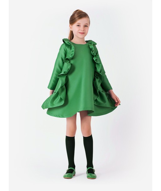 Mama Luma Girls Flared Ruffles Dress in Green 2024