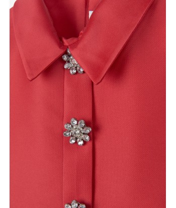 Mama Luma Girls Elegant Brooch Dress in Red la colonne vertébrale