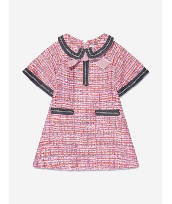 Mama Luma Girls Elegant Tweed Dress in Pink le des métaux précieux